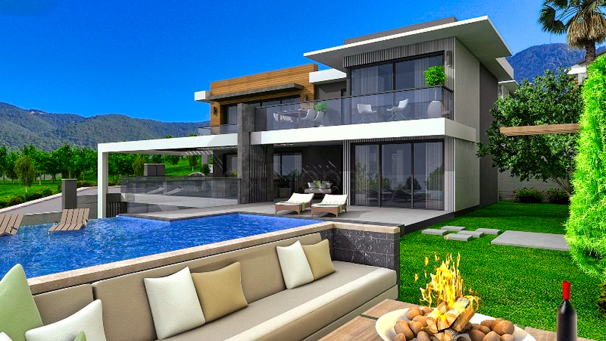 Вилла планировки 4+1 в районе Фетхие - Анталия 