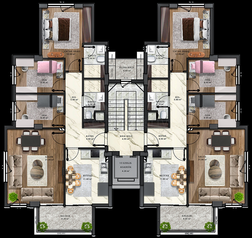 Квартиры планировки 3+1 в районе Кепез - Анталия