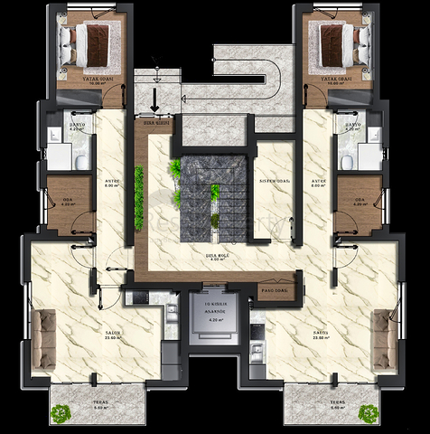 Квартиры планировки 3+1 в районе Кепез - Анталия