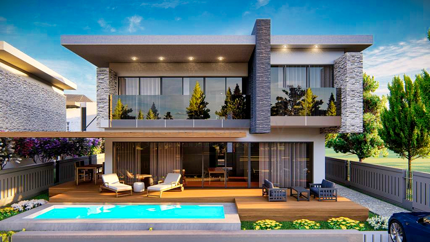 Виллы планировки 4+1 в районе Дошемеалты - Анталия 