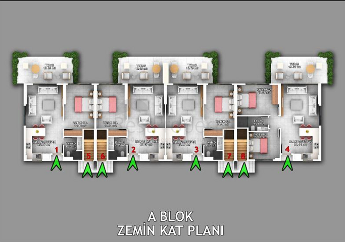 Квартира планировки 1+1 в районе Фетхие - Анталия 