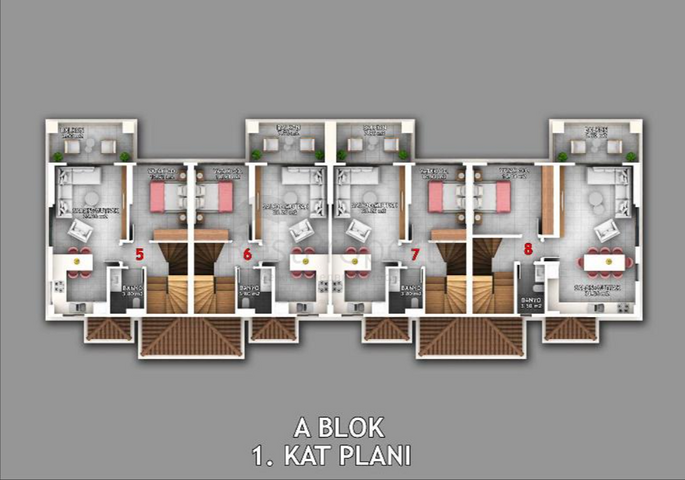Квартира планировки 1+1 в районе Фетхие - Анталия 