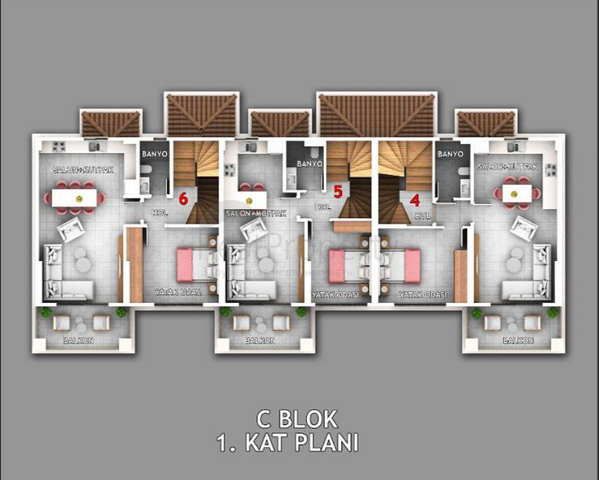 Квартира планировки 1+1 в районе Фетхие - Анталия 