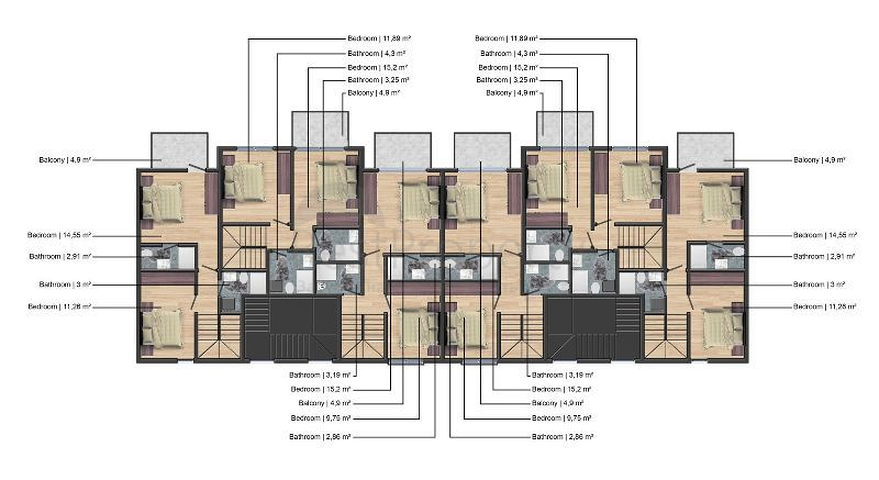 Квартира планировки 1+1 в районе Фетхие 