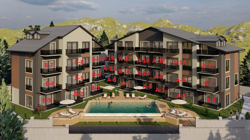 Квартира планировки 1+1 в районе Фетхие 