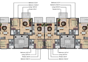 Квартира планировки 1+1 в районе Фетхие 