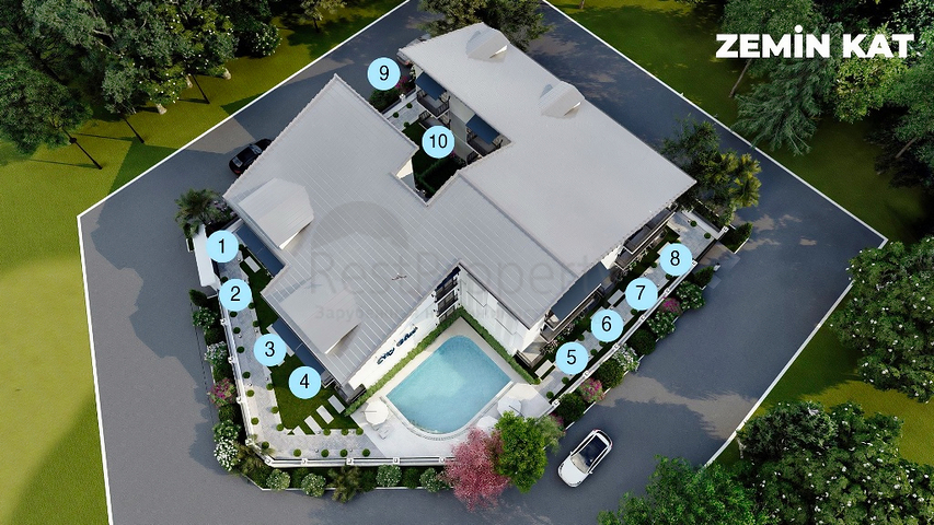 Квартира планировки 1+1 площадью 50 м2 в районе Фетхие 