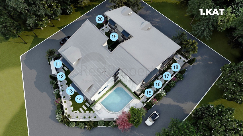 Квартира планировки 1+1 площадью 50 м2 в районе Фетхие 