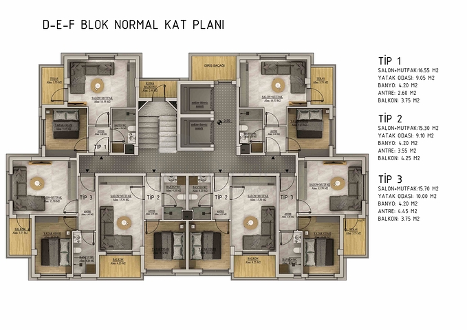 Квартиры планировки 1+1 и 2+1 в районе Белек - Анталия