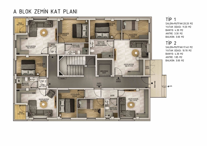 Квартиры планировки 1+1 и 2+1 в районе Белек - Анталия