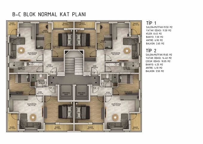 Квартиры планировки 1+1 и 2+1 в районе Белек - Анталия