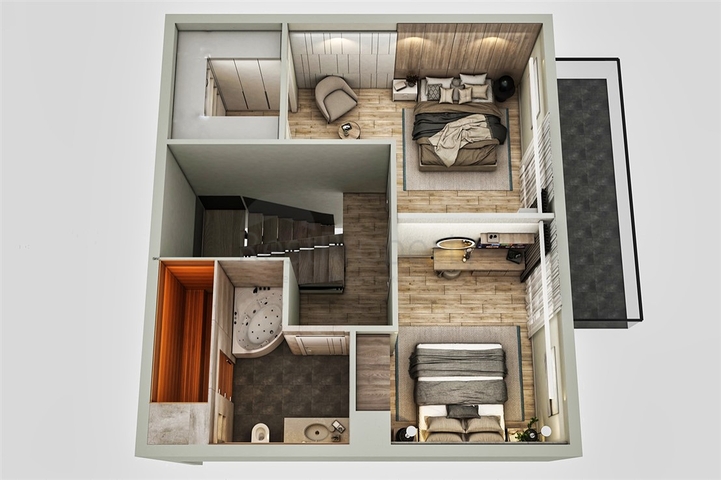 Квартиры планировки 2+1 дуплекс в микрорайоне Хурма - Анталия