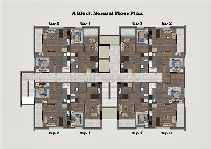 Квартиры планировки 2+1 дуплекс в микрорайоне Хурма - Анталия