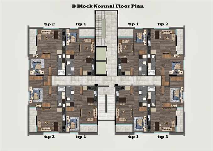 Квартиры планировки 2+1 дуплекс в микрорайоне Хурма - Анталия