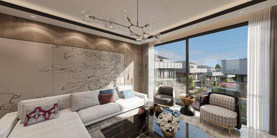 Вилловый комплекс на стадии строительства с видом на море