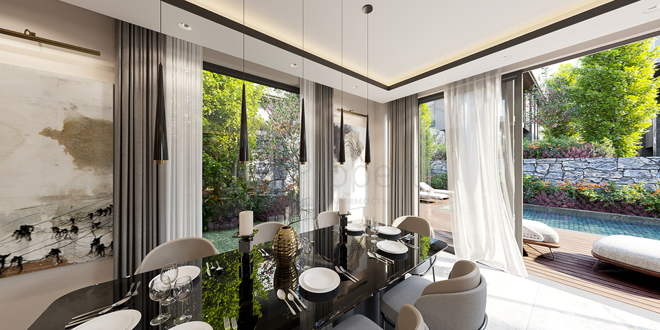 Вилловый комплекс на стадии строительства с видом на море