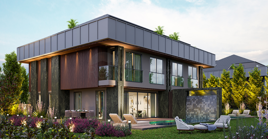 Вилловый комплекс на стадии строительства с видом на море