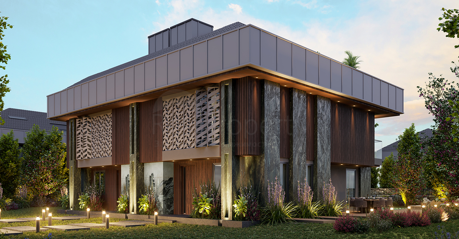 Вилловый комплекс на стадии строительства с видом на море