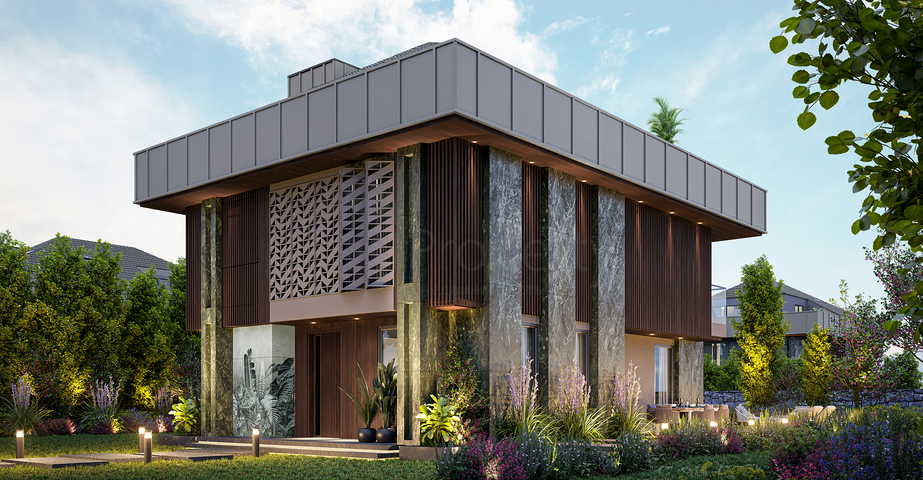 Вилловый комплекс на стадии строительства с видом на море