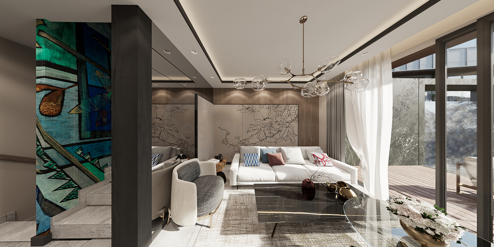 Вилловый комплекс на стадии строительства с видом на море