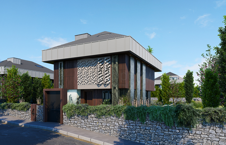 Вилловый комплекс на стадии строительства с видом на море