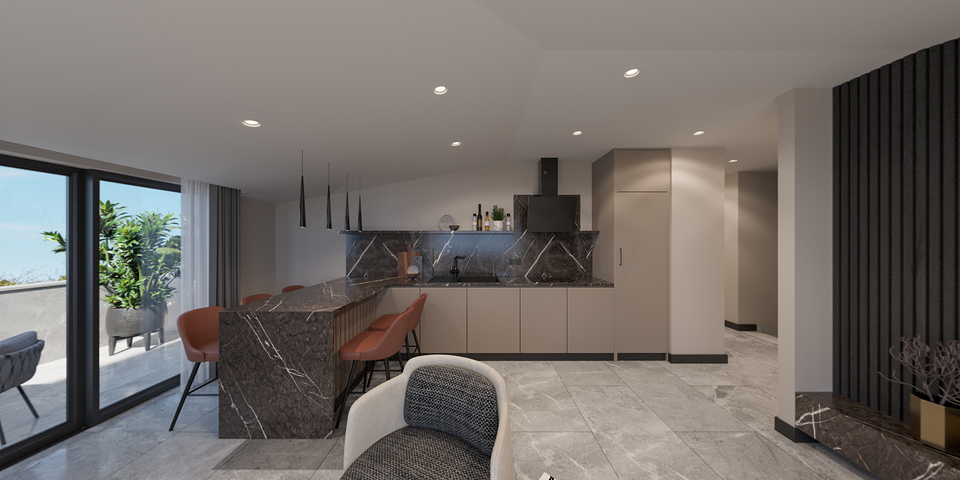 Вилловый комплекс на стадии строительства с видом на море