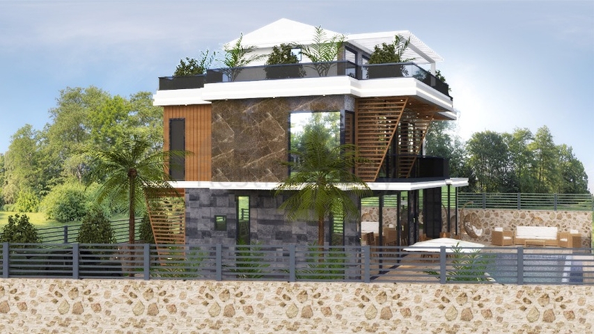 Вилла планировки 4+1 в районе Фетхие - Анталия