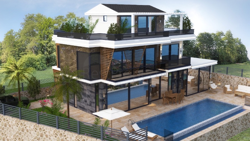 Вилла планировки 4+1 в районе Фетхие - Анталия