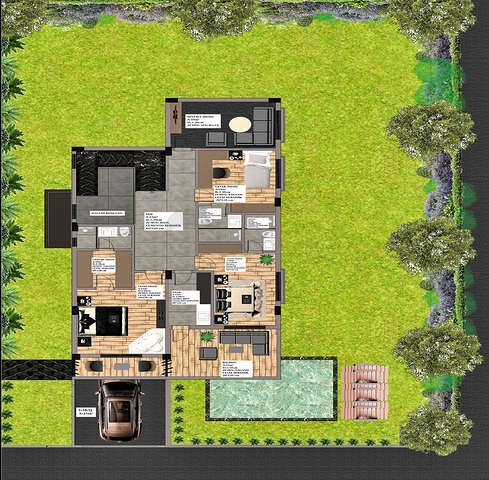 Вилла планировки 5+1 в районе Дошемеалты - Анталия