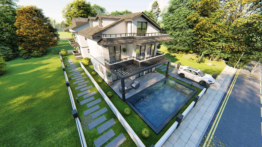 Вилла планировки 3+1 в районе Фетхие - Анталия 