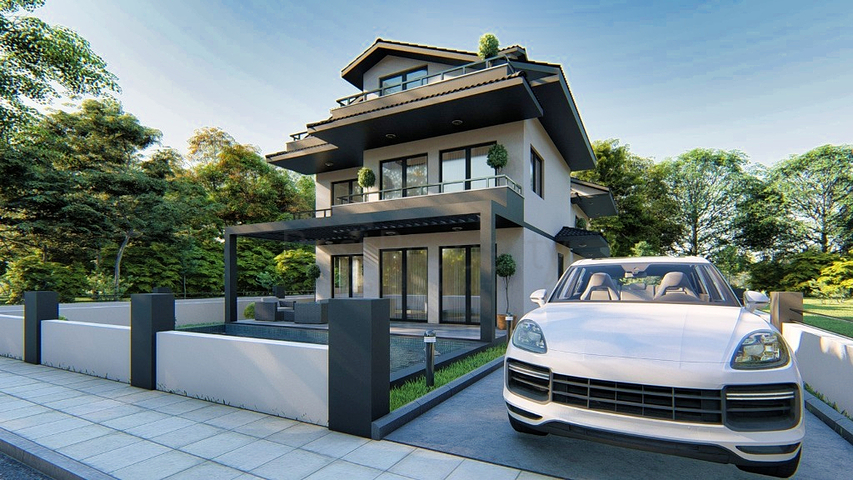 Вилла планировки 3+1 в районе Фетхие - Анталия 