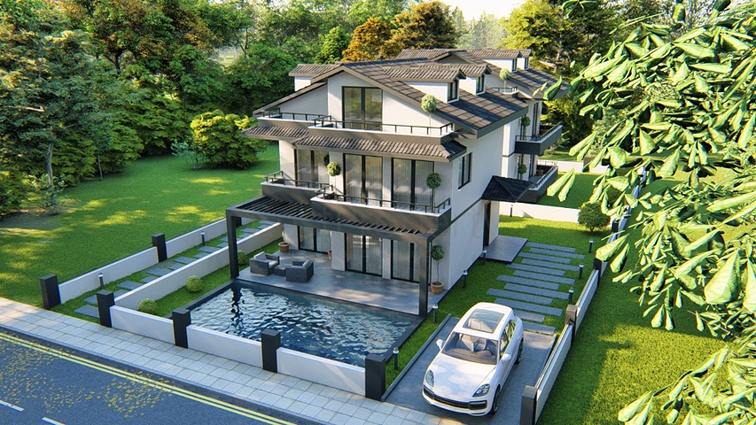 Вилла планировки 3+1 в районе Фетхие - Анталия 