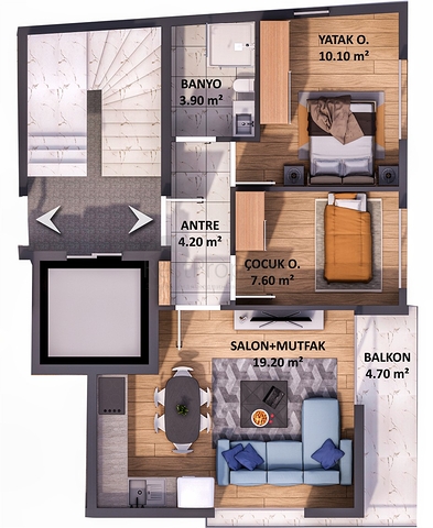 Квартиры планировки 1+1 и 2+1 в микрорайоне Кызыларык - Анталия 