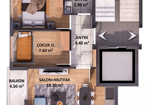 Квартиры планировки 1+1 и 2+1 в микрорайоне Кызыларык - Анталия 