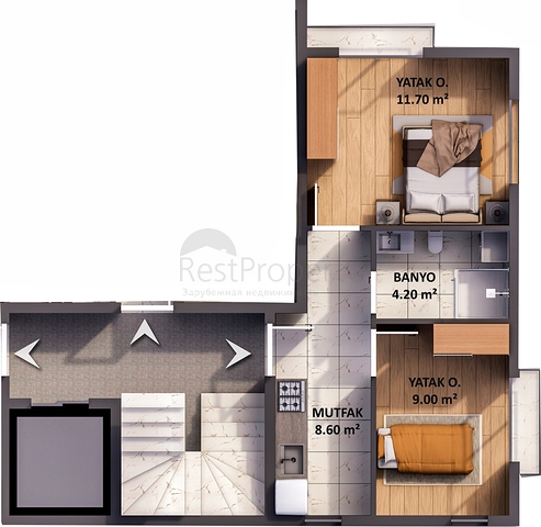 Квартиры планировки 1+1 в районе Кепез - Анталия 