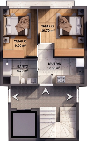 Квартиры планировки 1+1 в районе Кепез - Анталия 