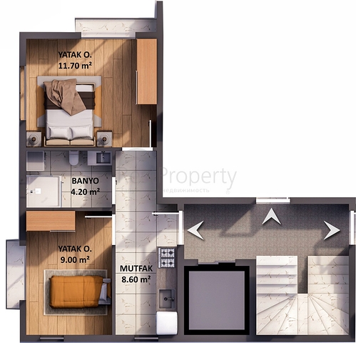 Квартиры планировки 1+1 в районе Кепез - Анталия 