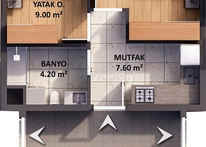 Квартиры планировки 1+1 в районе Кепез - Анталия 