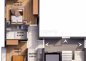 Квартиры планировки 1+1 в районе Кепез - Анталия 