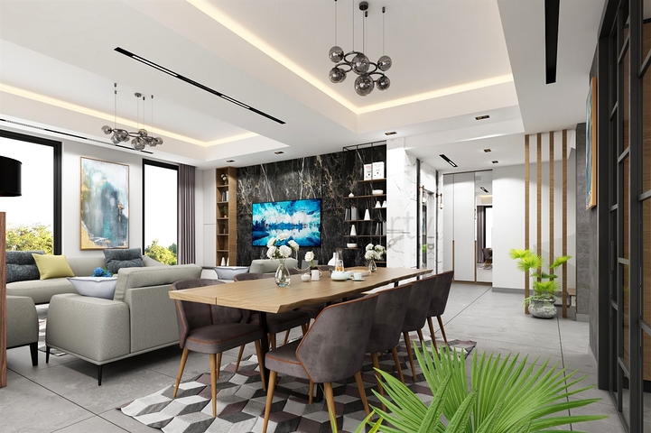 Вилла планировки 5+2 в микрорайоне Моллаюсуф - Анталия