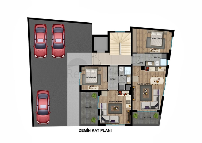 Квартиры планировки 1+1 в микрорайоне Юксекалан - Анталия 