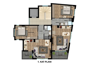 Квартиры планировки 1+1 в микрорайоне Юксекалан - Анталия 