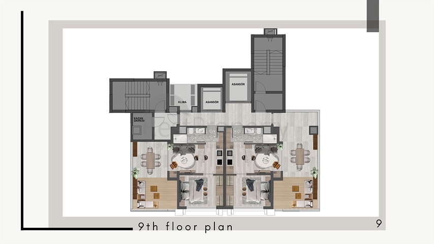 Квартиры планировки 1+1 в районе Кепез - Анталия 