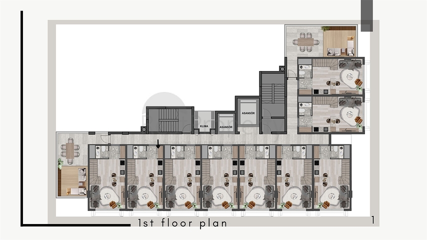 Квартиры планировки 1+1 в районе Кепез - Анталия 