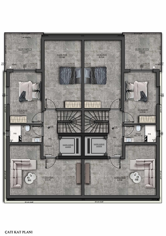 Вилла планировки 5+1 в микрорайоне Моллаюсуф - Анталия