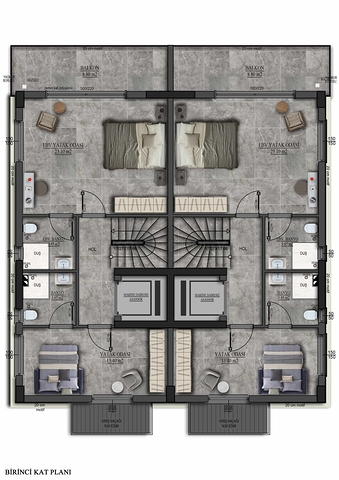 Вилла планировки 5+1 в микрорайоне Моллаюсуф - Анталия