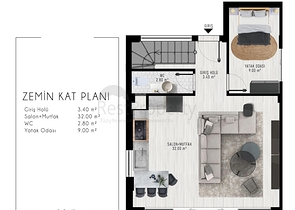 Квартира планировки 4+1 в районе Алтынташ - Анталия 