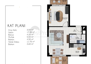 Квартира планировки 4+1 в районе Алтынташ - Анталия 