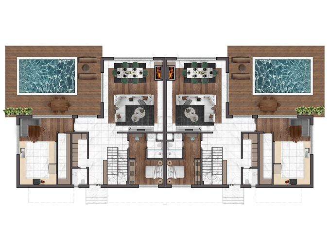 Виллы планировки 4+1 в районе Дошемеалты - Анталия 