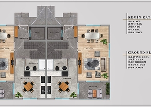 Виллы планировки 4+1 в районе Дошемеалты - Анталия 
